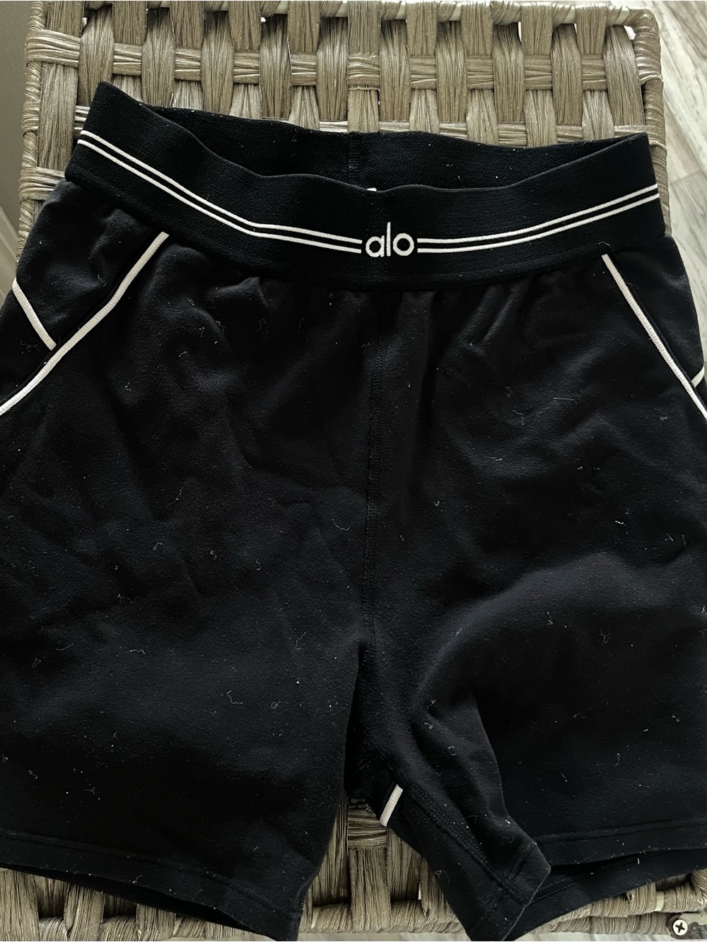 ALO Yoga Black Shorts with White Piping